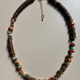 Gist Coconut, Gold plated hematite, semi precious stone chips and crystal details make this 18" necklace