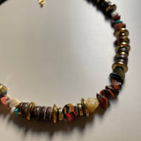 Gist Coconut, Gold plated hematite, semi precious stone chips and crystal details make this 18" necklace