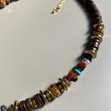 Gist Coconut, Gold plated hematite, semi precious stone chips and crystal details make this 18" necklace