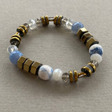 Gist Pale Blue  Colored Natural Fire Crackle Agate bracelet