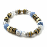Gist Pale Blue  Colored Natural Fire Crackle Agate bracelet