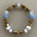 Gist Pale Blue  Colored Natural Fire Crackle Agate bracelet