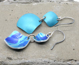 Lisa Marsella Ascending Double Concave Domed Diamond Earrings - Brushed Blue