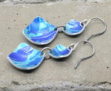 Lisa Marsella Ascending Double Concave Domed Diamond Earrings - Brushed Blue