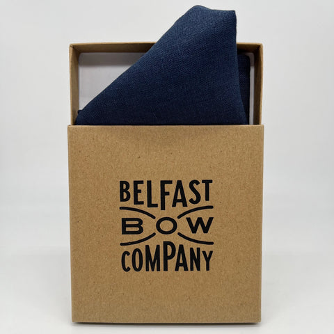 Belfast Bow Co Irish Linen Pocket Square-Navy Blue