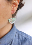 Dana Semi Circle Dangle Earrings - Pink/Silver/Red Lines