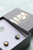 Dana Small Hexagon Stud Earrings - Grey/Gold