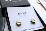 Dana Small Semi Circle Stud Earrings - Mint/Copper