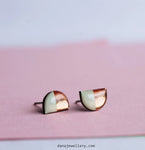 Dana Small Semi Circle Stud Earrings - Mint/Copper