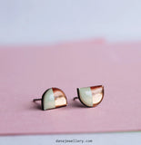 Dana Small Semi Circle Stud Earrings - Mint/Copper