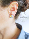 Dana Hexagon Stud Earrings - Grey & Gold