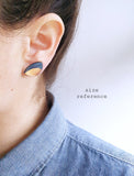 Dana Rounded Half Moon Stud Earrings - Grey/Silver/Magenta