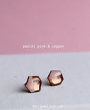 Dana Small Hexagon Stud Earrings - Pink/Copper