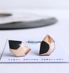 Dana Geo Stud Earrings - Pink/Copper/Black