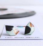 Dana Geo Stud Earrings - Mint/Gold/Black