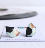 Dana Geo Stud Earrings - Mint/Gold/Black