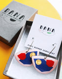 Dana Semi Circle Dangle Earrings - Pink/Blue/Magenta/Gold