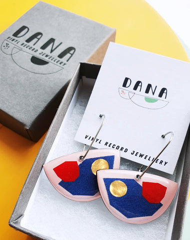 Dana Semi Circle Dangle Earrings - Pink/Blue/Magenta/Gold