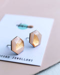 Dana Hexagon Stud Earrings - Pink & Copper