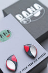 Dana Rounded Half Moon Stud Earrings - Grey/Silver/Magenta