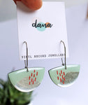 Dana Semi Circle Dangle Earrings - Mint/Silver/Red Lines