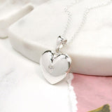 PM Sterling Silver Heart And Crystal Locket