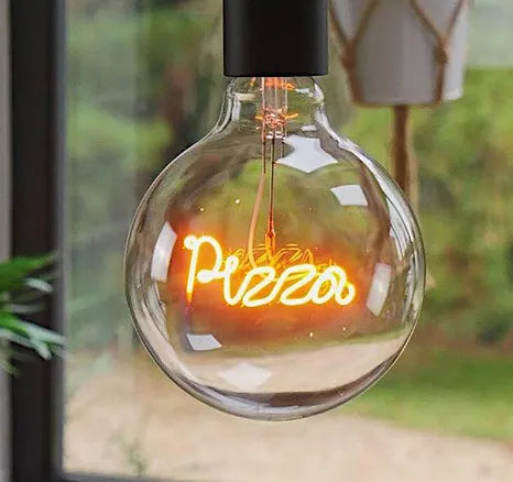 STP Pizza LED filament Text Dimmable Bulb