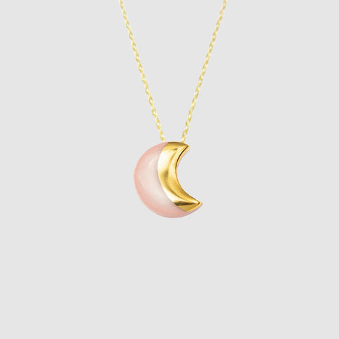 DC Crescent Moon Necklace - Pink