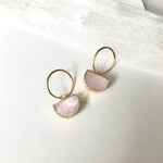 Decadorn Earrings-Mini Semi Circle Hoop Rose Quartz