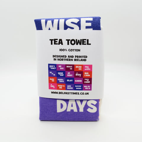 Belfast Times - Banter Phrases Tea Towel (Red/Blue)