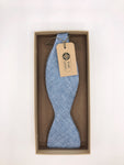 Belfast Bow Co Handmade Irish Linen Bow Tie-Blue Herringbone