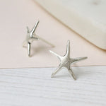 PM Sterling Silver Brushed Large Starfish Earrings