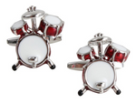 DLCO Rhodium Plated Cufflinks-Drums Kit Red