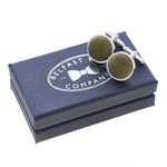 Belfast Bow Co Handmade Irish Linen Cufflinks-Moss Green