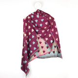 PM Pastel Mix Heart Pattern Scarf - Cherry