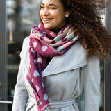 PM Pastel Mix Heart Pattern Scarf - Cherry