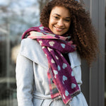 PM Pastel Mix Heart Pattern Scarf - Cherry