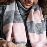 PM Soft Pastel Grey & Pink Wide Stripe Scarf