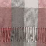 PM Check Blanket Scarf with Fringe - Pink & Soft Taupe