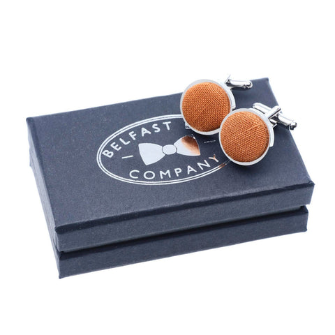 Belfast Bow Co Handmade Irish Linen Cufflinks-Burnt Orange