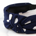 PM Navy and White Polka Dot Headband