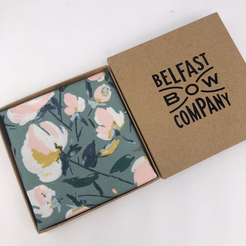 Belfast Bow Co Handmade Boho Bloom Pocket Square - Dark Sage
