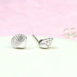 PM Sterling Silver Mismatched Shell Stud Earrings