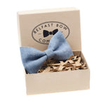Belfast Bow Co Handmade Irish Linen Bow Tie-Blue Herringbone
