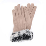 PM Faux Fur Trimmed Winter Gloves - Camel