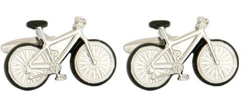 DLCO Rhodium Plated Cufflinks-Bicycles