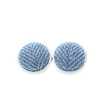 Belfast Bow Co Handmade Irish Linen Cufflinks-Blue Herringbone