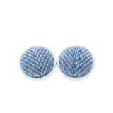 Belfast Bow Co Handmade Irish Linen Cufflinks-Blue Herringbone