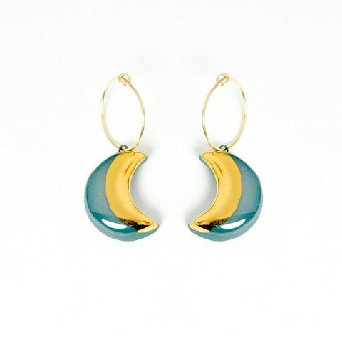 DC Crescent Moon Earrings - Teal