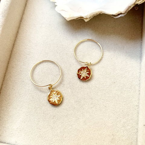 Decadorn Earrings-Star Coin Mini Hoop